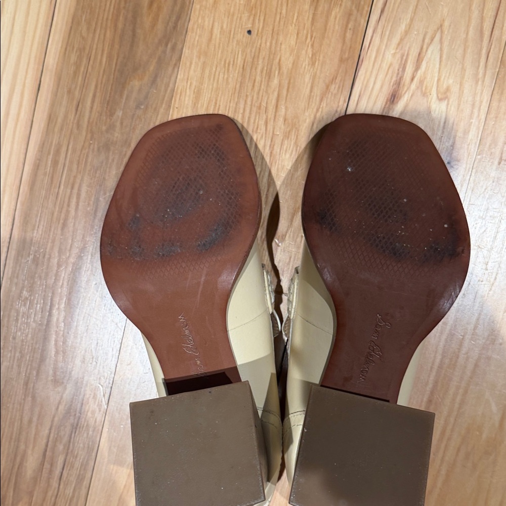 Sam Edelman Two-Tone Ivory and Beige Leather Chain Loafers - Picture 3 of 3